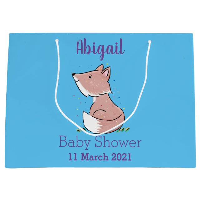 Grand Sac Cadeau Caricature pour bébé renard (Devant)