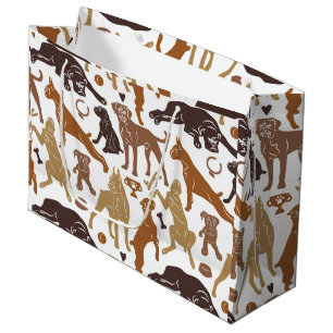 Grand Sac Cadeau Caricature pour chien de boxe dans diverses poses