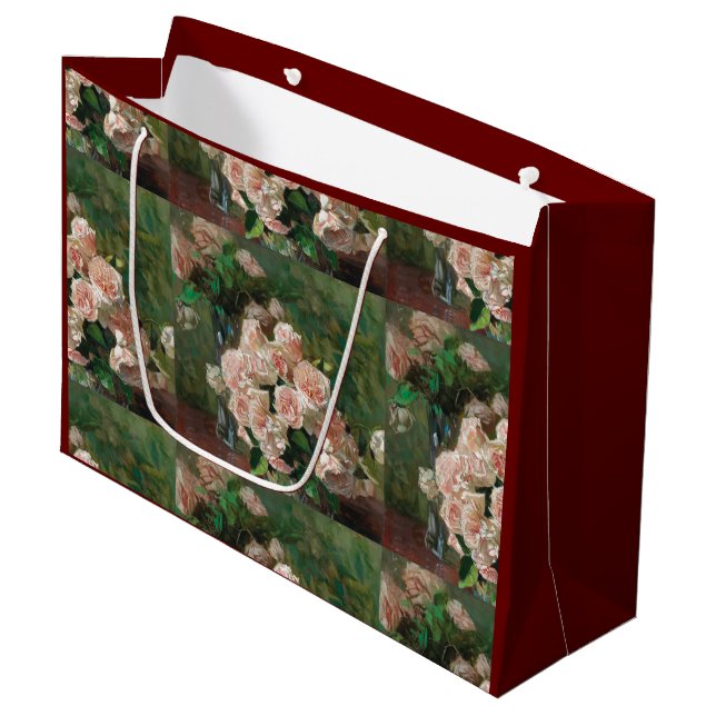Grand Sac Cadeau Carl Moll Vintage White Roses (Devant Angle)