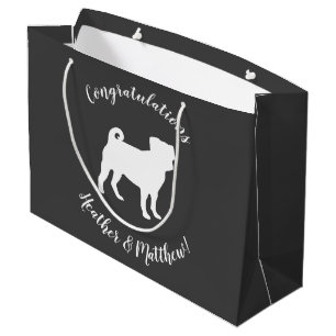 Grand Sac Cadeau Carlin Chien Baby shower Thème Chien Chiot Neutre