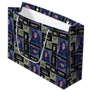 Grand Sac Cadeau Carré Photo Classe de Graduation Année Noire