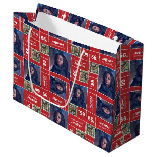 Grand Sac Cadeau Carré Photo Graduation Classe Année Rouge
