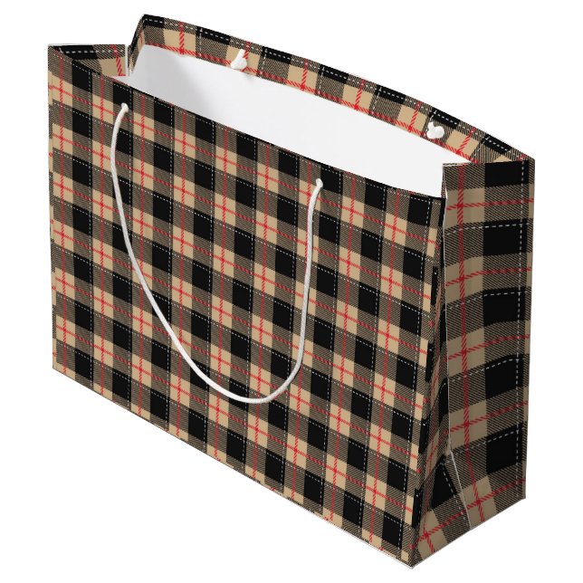 Grand Sac Cadeau Carreaux Buff Beige (Dos Angle)