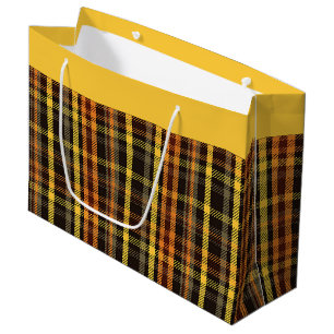 Grand Sac Cadeau Carreaux d'automne