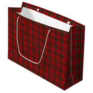 Grand Sac Cadeau Carreaux Tartan Rouge Classique