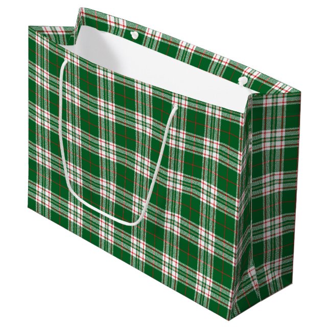 Grand Sac Cadeau Carreaux verts  (Devant Angle)