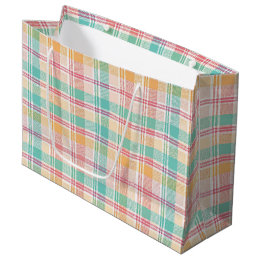 Grand Sac Cadeau Carreaux Vichy Multicolores