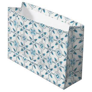 Grand Sac Cadeau Carrelage bleu marocain Motif
