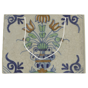 Grand Sac Cadeau Carrelage Delft Antique Pot de Fleur Céramique