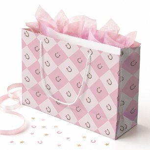 Grand Sac Cadeau Carron de Cowgirl Coquette Fers à Cheval Chanceux