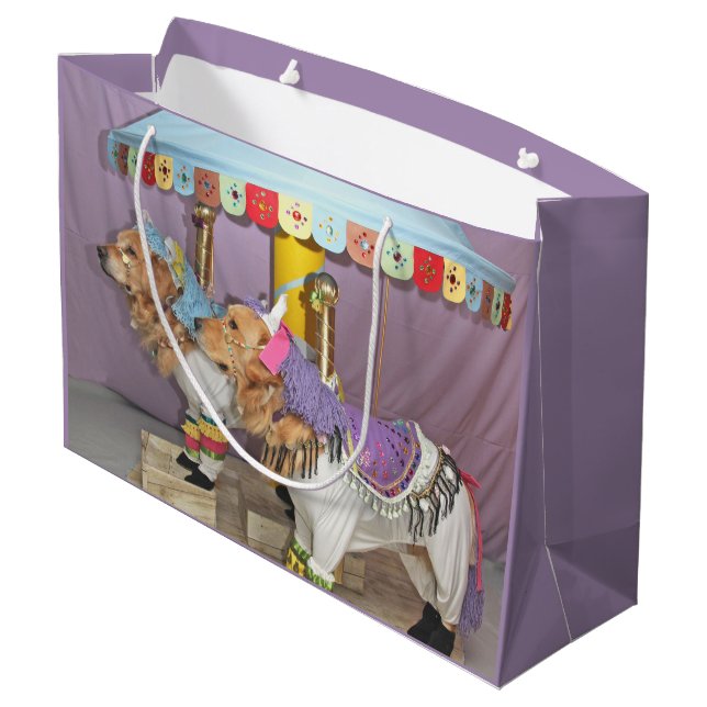 Grand Sac Cadeau Carrousel de golden retriever (Dos Angle)