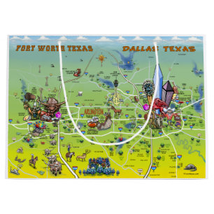 Grand Sac Cadeau Carte cartographique de Dallas Fort Worth au Texas