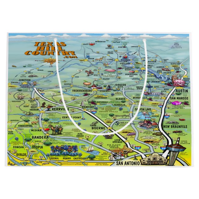 Grand Sac Cadeau Carte de bande dessinée de pays de colline du (Devant)