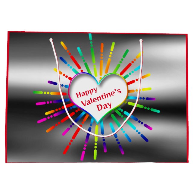 Grand Sac Cadeau Carte de coeur d'éclairage (Dos)