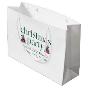 Grand Sac Cadeau Carte de Noël personnalisée avec typographie rétro