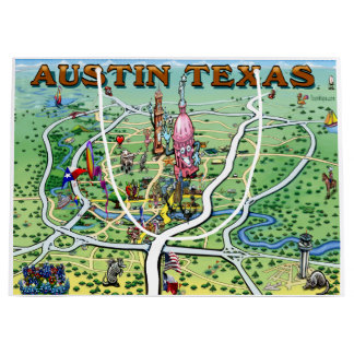 Grand Sac Cadeau Carte des loisirs d'Austin Texas