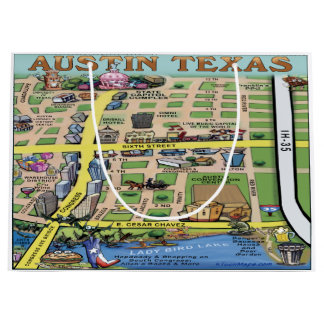 Grand Sac Cadeau Carte des loisirs Dowtown Austin Texas