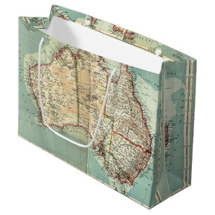 Grand Sac Cadeau Carte détaillée de continent australien vintage
