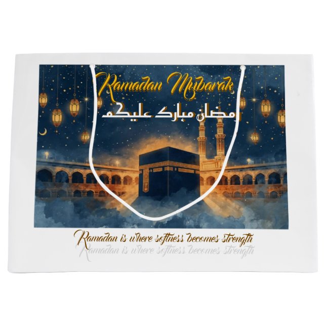 Grand Sac Cadeau Carte personnalisée Ramadan Mubarak – Arabe person (Devant)