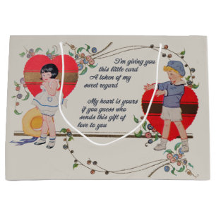 Grand Sac Cadeau Cartes de la Saint-Valentin Antiques Victoriennes