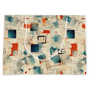 Grand Sac Cadeau Cassette Caméra Rétro Sépia Éphémère