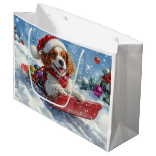 Grand Sac Cadeau Cavalier King Charles Spaniel Chien Sledge Noël