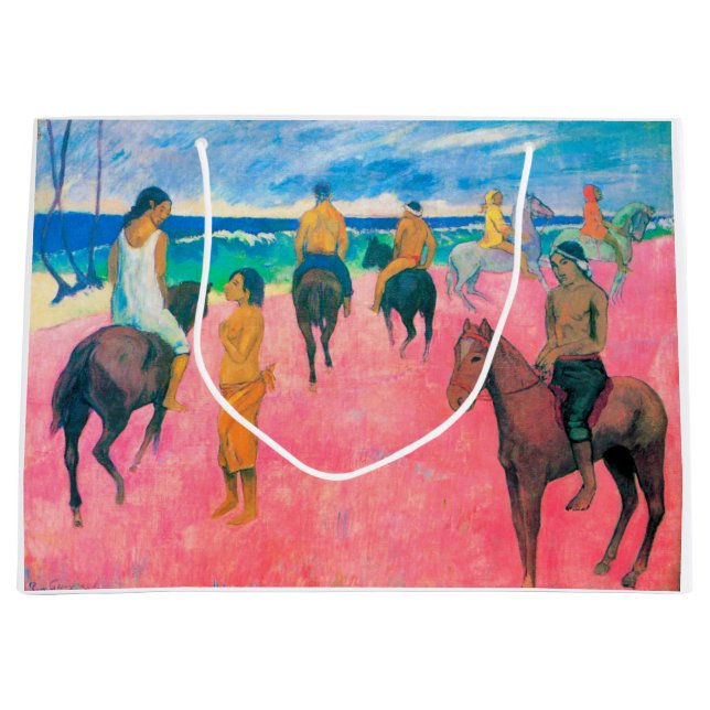 Grand Sac Cadeau Cavaliers sur la Plage, Gauguin (Devant)