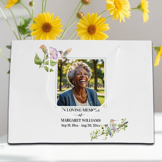 Grand Sac Cadeau Celebration Of Life Hummingbirds Floral Keepsake (Créateur téléchargé)