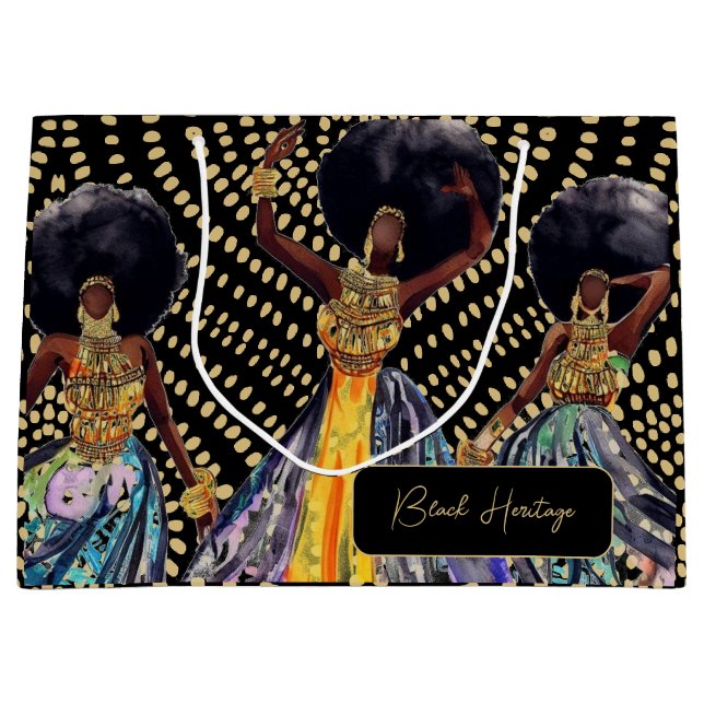 Grand Sac Cadeau Célébrer le patrimoine noir (Devant)