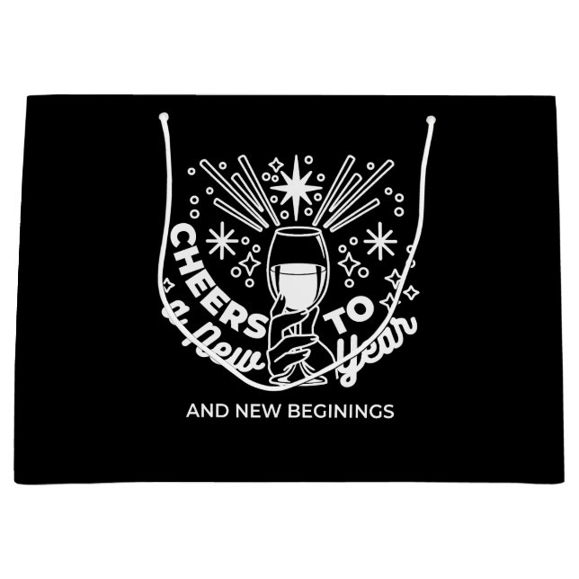 Grand Sac Cadeau Célébrer les nouveaux débuts Vin Verre Illustratio (Devant)