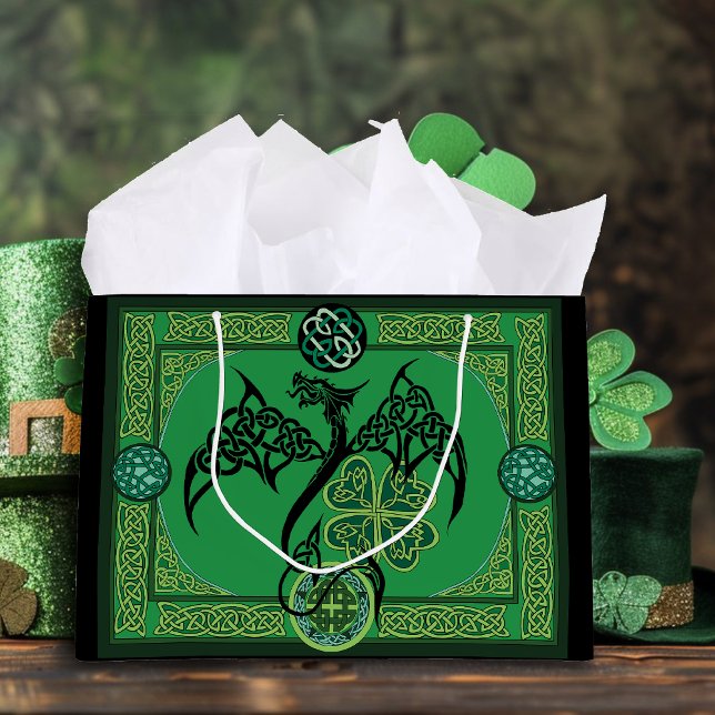 Grand Sac Cadeau Celtique irlandais de dragon vert (Créateur téléchargé)