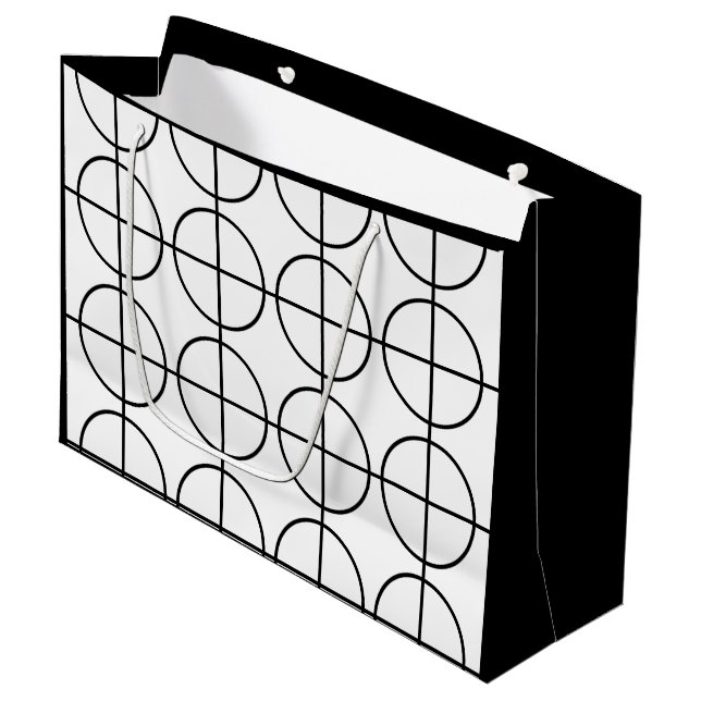Grand Sac Cadeau Cercle de bande noir et blanc (Devant Angle)
