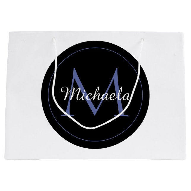 Grand Sac Cadeau Cercle minimal moderne nom initial monogramme mode (Devant)
