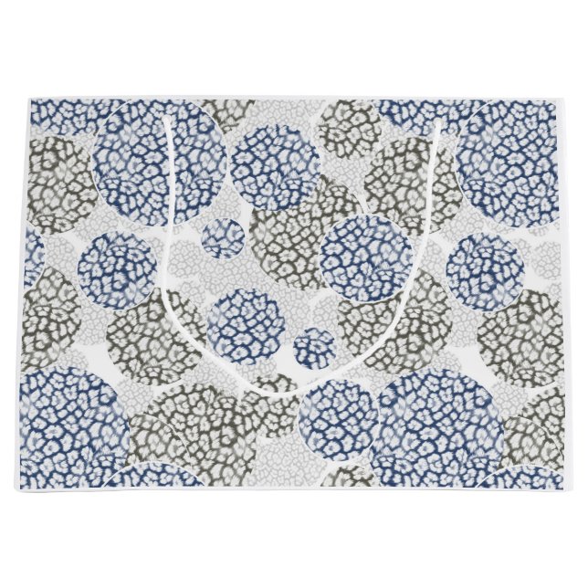 Grand Sac Cadeau Cercles avec impression de peau de léopard gris et (Devant)