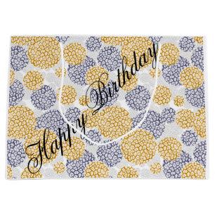 Grand Sac Cadeau Cercles avec imprimé léopard jaune et bleu