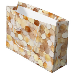 Grand Sac Cadeau Cercles de Crème Dorée Marron Anniversaire de Pièc