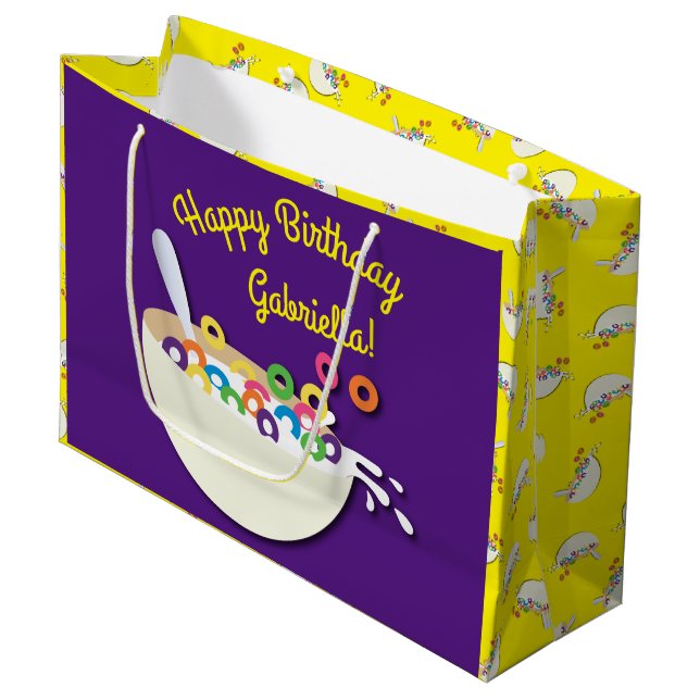 Grand Sac Cadeau Cereal Bowl Enfants Slepover Anniversaire fête mig (Devant Angle)