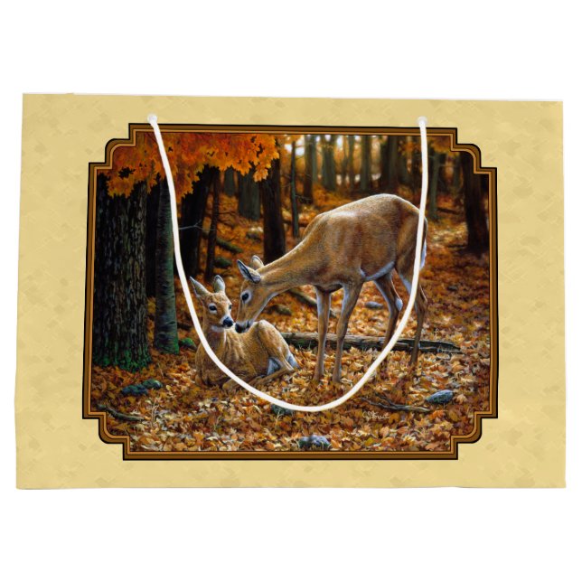 Grand Sac Cadeau Cerf blanc Fawn & Doe Jaune (Dos)