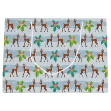 Cerf de Noël d'hiver avec Holly Retro inspiré