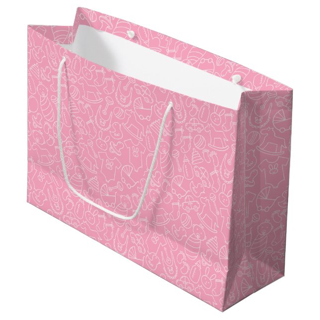 Grand Sac Cadeau C'est un Baby shower rose fille (Devant Angle)