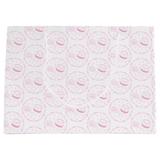 Grand Sac Cadeau C'est une fille ! faire-part (Devant)