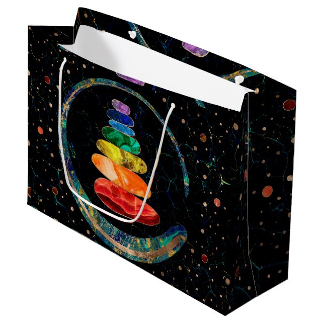 Grand Sac Cadeau Chakras Zen Stones et Enso circle (Devant Angle)