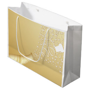 Grand Sac Cadeau Champagne sautante en or