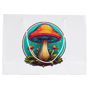 Grand Sac Cadeau Champignons magiques colorés