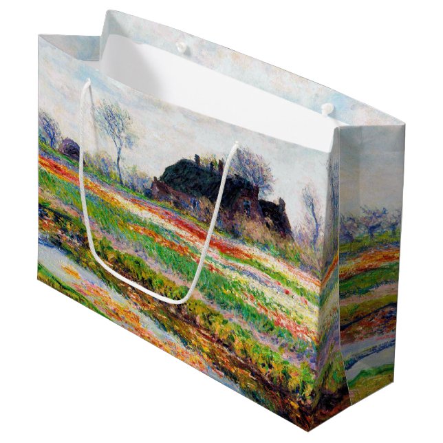 Grand Sac Cadeau Champs de tulipe dans la Pays-Bas, Monet Grand Cad (Devant Angle)
