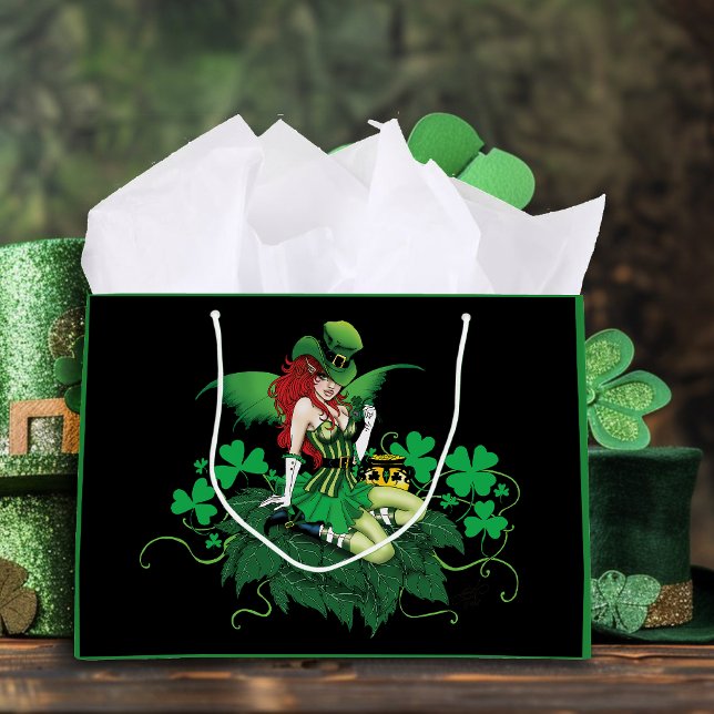 Grand Sac Cadeau Chance Fée Irlandaise Verte (Créateur téléchargé)