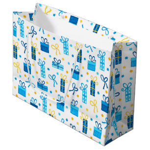 Grand Sac Cadeau Chanukah présente des cadeaux avec des vaches blan