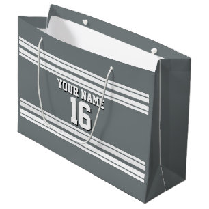 Grand Sac Cadeau Charcoal Grey White Team Jersey Custom Numéro Nom