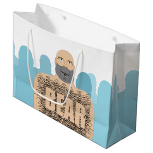 Grand Sac Cadeau Chariot d'homme ours chauve musclé de SlipperyJoe