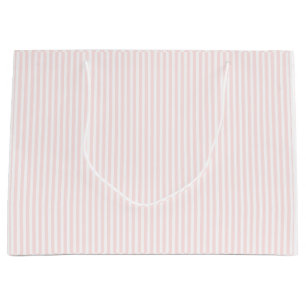 Grand Sac Cadeau Charlotte rose et blanc barre des roses pâles